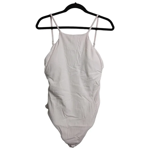 Andie Asbury Ribbed One Piece Coco High Neck Low Back Adjustable M New - Picture 2 of 10